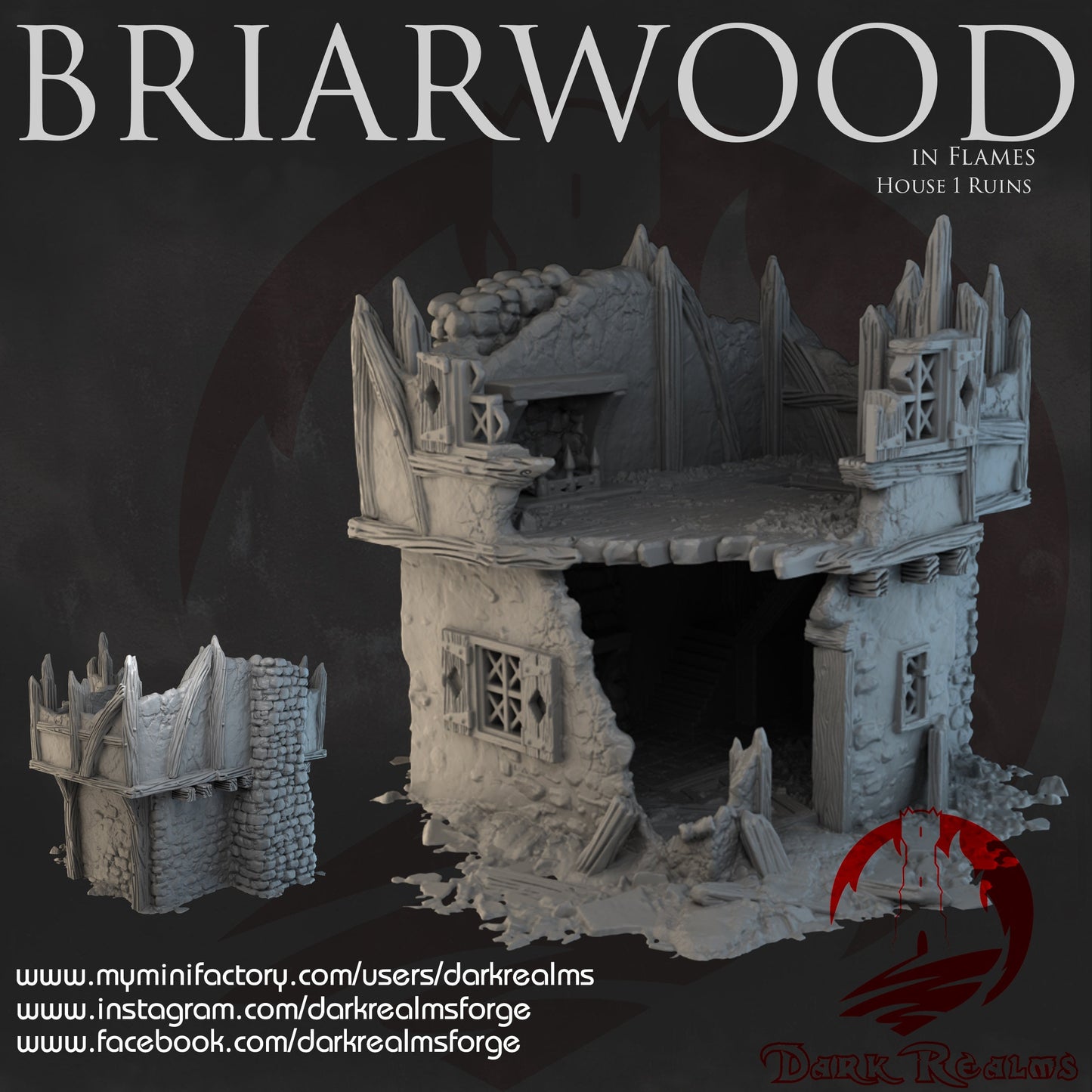 Fantasy House Ruins -Scenery Terrain for Warhammer & D&D - Briarwood Series