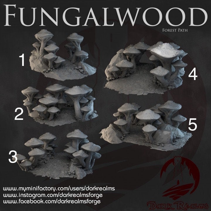 Mushroom Forest Paths and Trails - Fungalwood Mushroom Forest Scatter Terrain, Scenery for Warhammer & D&D
