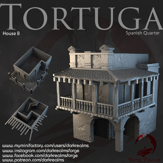 Tortuga Spanish Quarter House 8 - 3D Printed Terrain for D&D, Wargaming, Tabletop RPGs, Fantasy Roleplaying by Dark Realms Forge