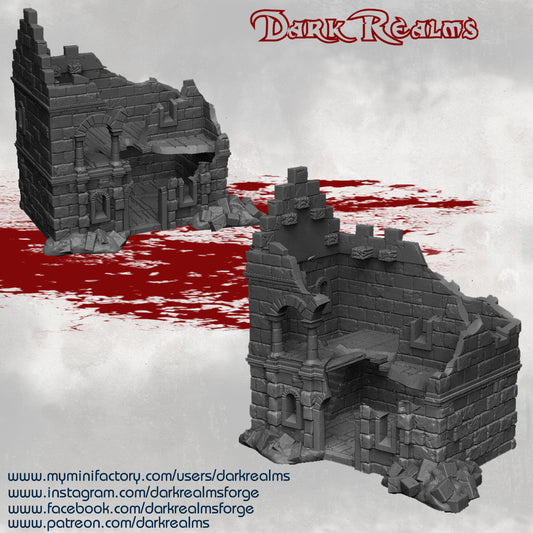 Medieval Fantasy Ruined House Terrain - 3D Printed for Warhammer, D&D