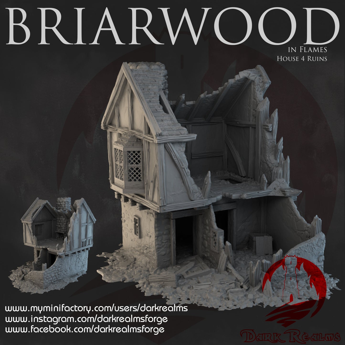 3D Printed Fantasy House Ruins - Warhammer & D&D Scenery, Briarwood House Ruins 4