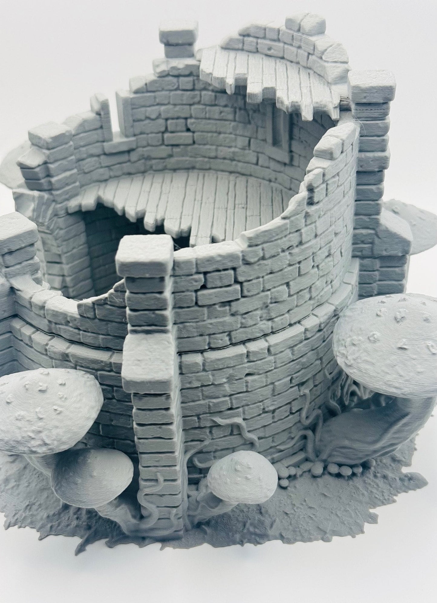 Tabletop Battle Terrain Tower Ruins - Fungalwood - 3D Printed Fantasy Mushroom Scenery, Warhammer/D&D, RPG Lover's Collectible