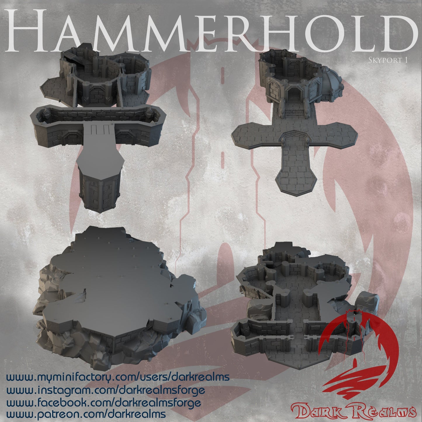 3D Printed Steampunk Dwarven Terrain - Kir Badur Hammerhold for Tabletop RPGs