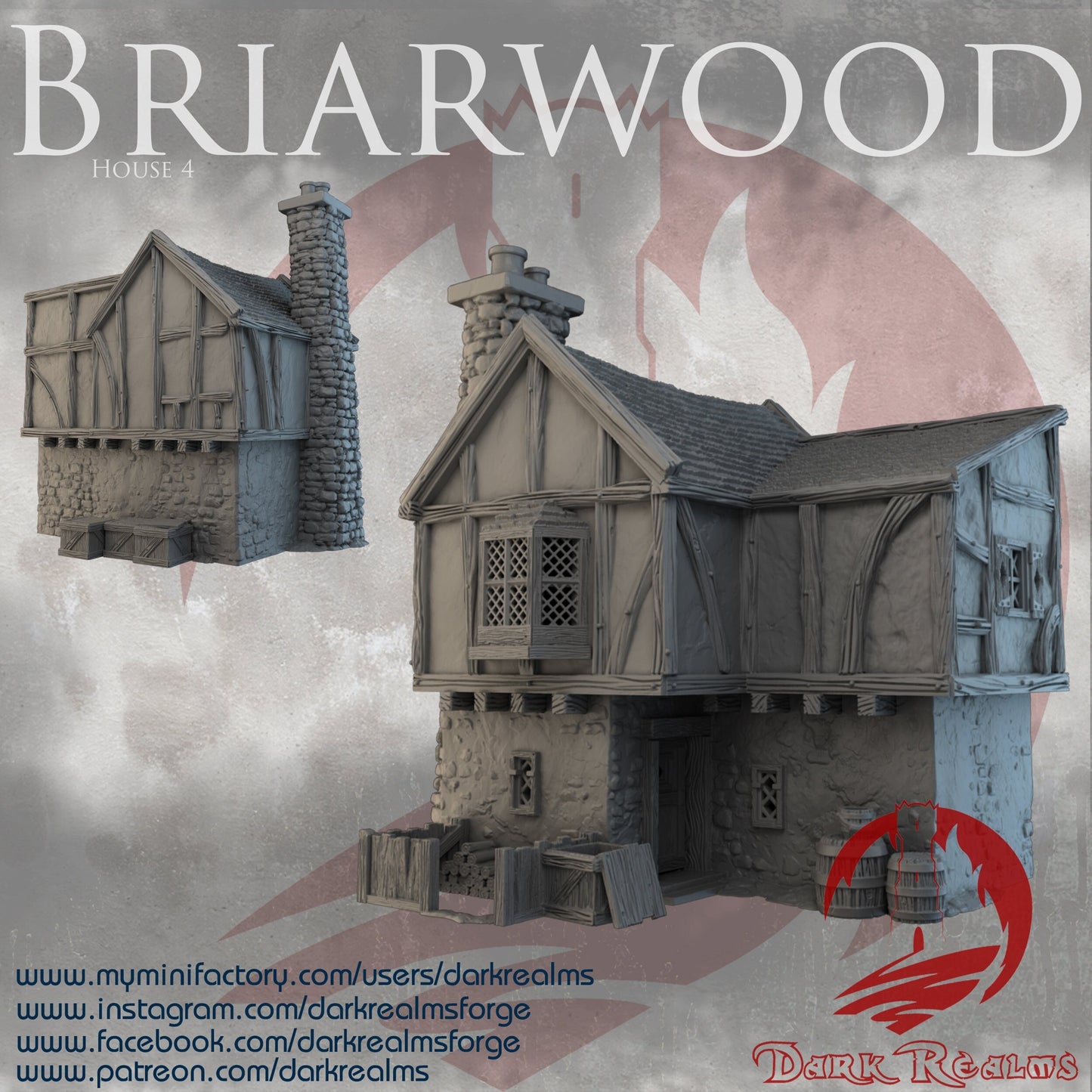 D&D/Warhammer Terrain - High-Quality 3D Printed Briarwood House 4, fantasy scenery for tabletop RPGs and wargames available in 15/28/32mm