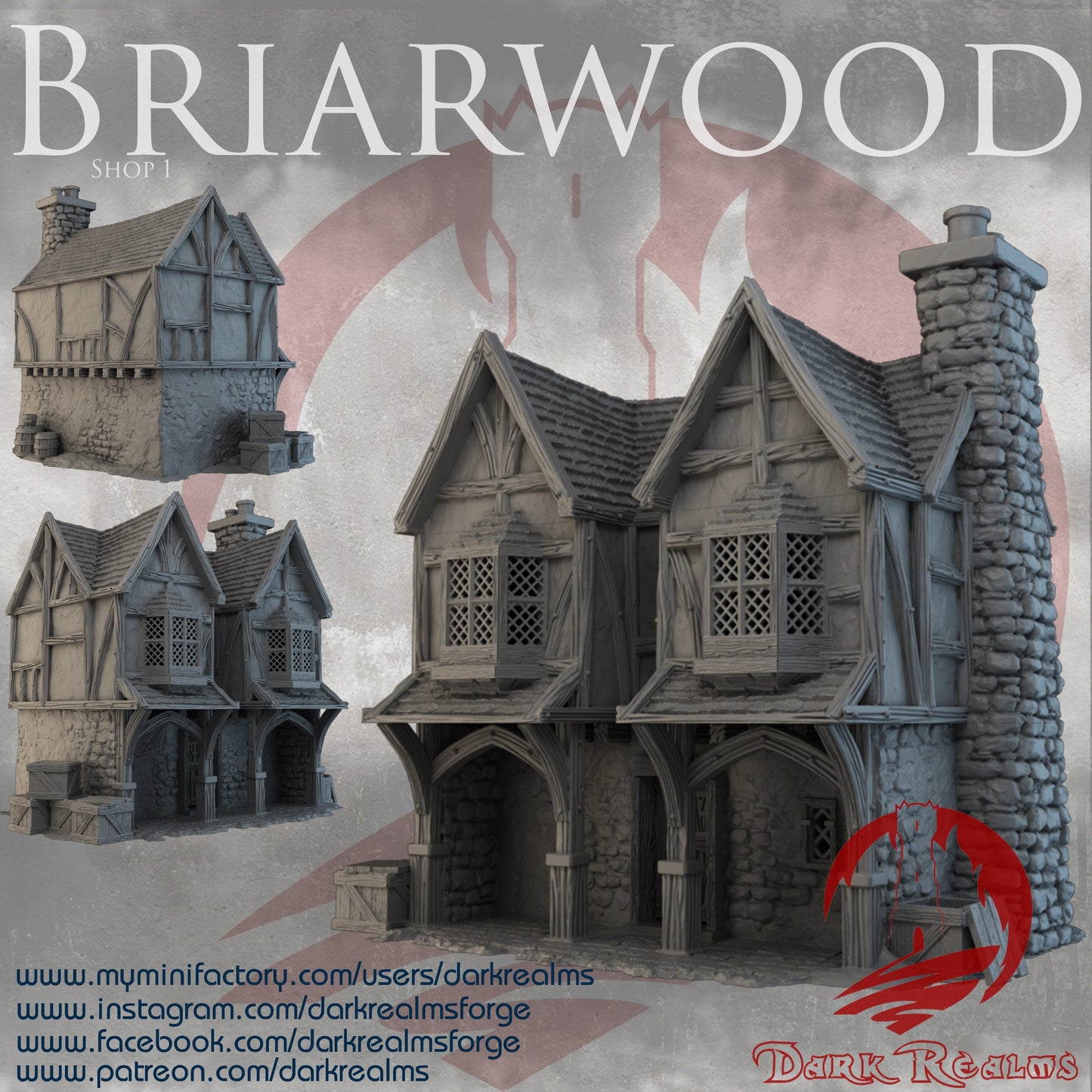 D&D/Warhammer Terrain - High-Quality 3D Printed Briarwood Shop 1, fantasy scenery for tabletop RPGs and wargames available in 15/28/32mm