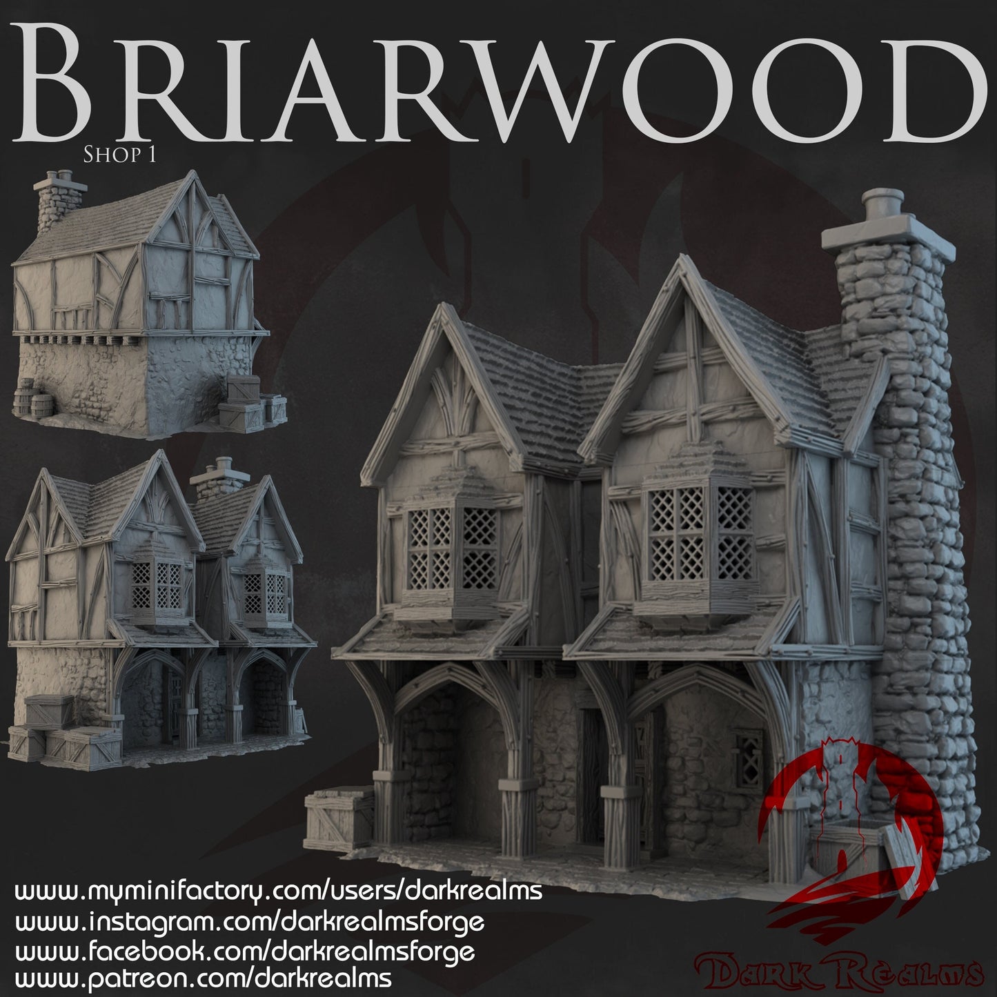 D&D/Warhammer Terrain - High-Quality 3D Printed Briarwood Shop 1, fantasy scenery for tabletop RPGs and wargames available in 15/28/32mm