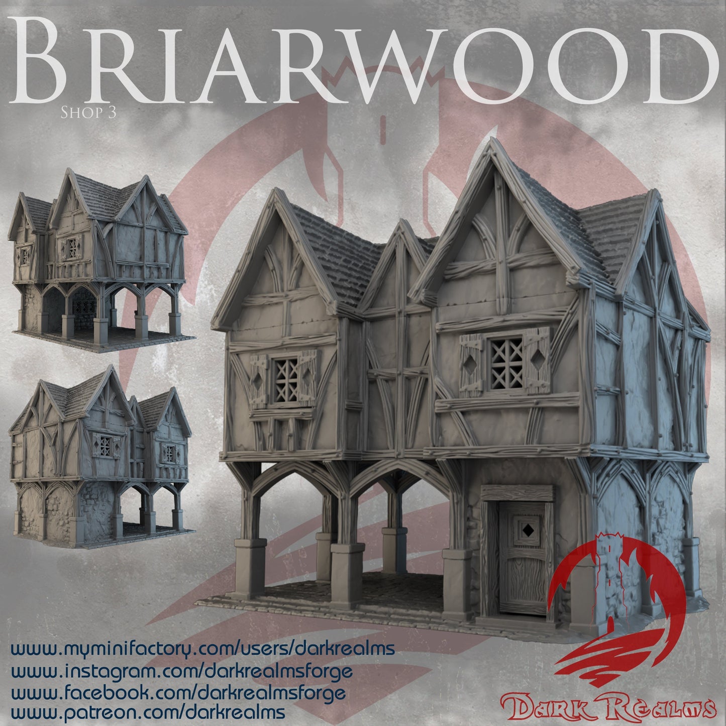 D&D/Warhammer Terrain - High-Quality 3D Printed Briarwood Shop 3, fantasy scenery for tabletop RPGs and wargames available in 15/28/32mm