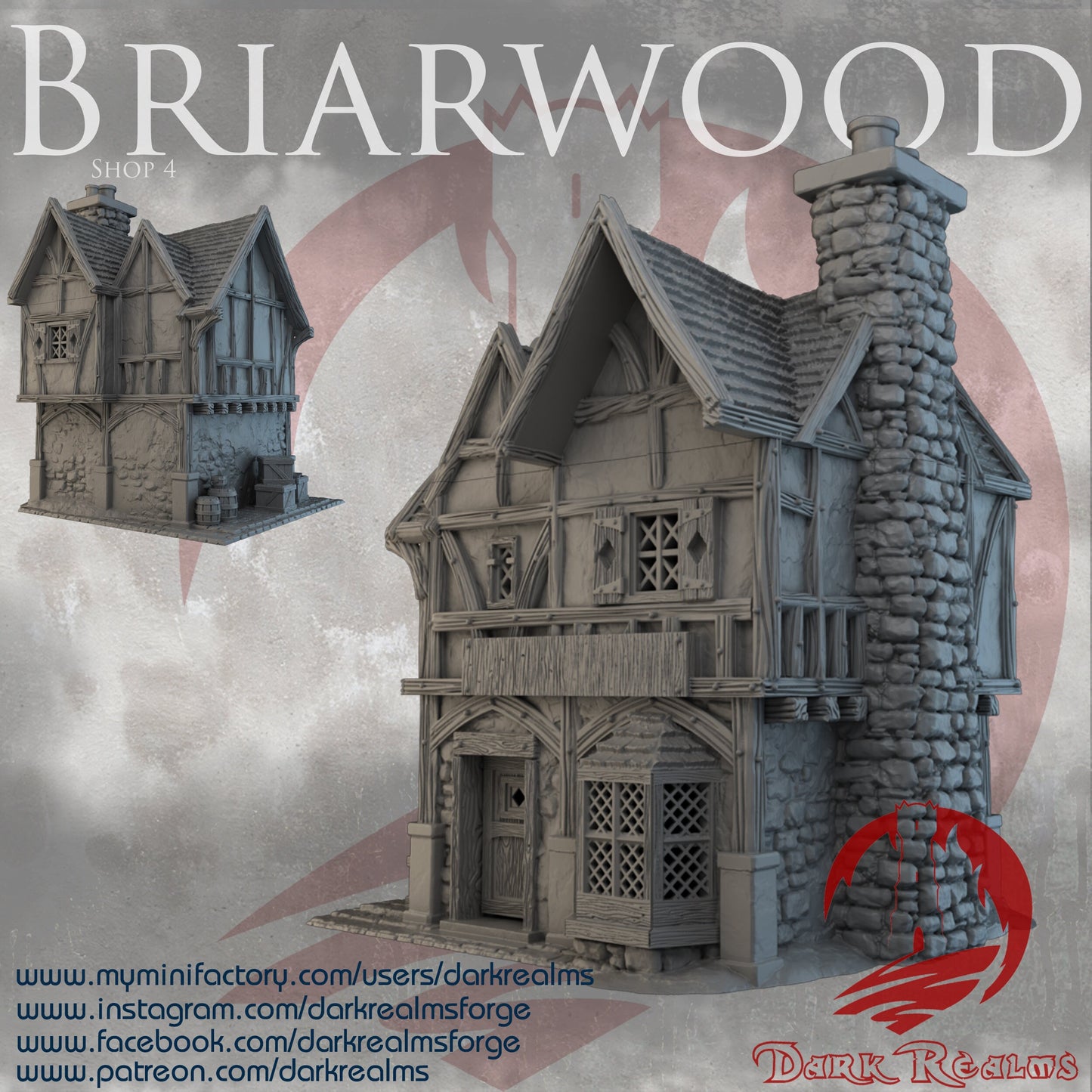 D&D/Warhammer Terrain - High-Quality 3D Printed Briarwood Shop 4, fantasy scenery for tabletop RPGs and wargames available in 15/28/32mm