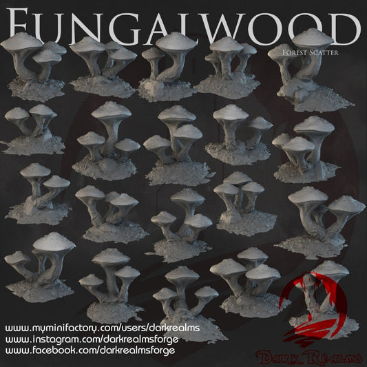 Fungalwood Scatter Terrain Mushroom Forest - 3D Printed, Detailed Fantasy Setting for Tabletop RPGs, Perfect Gift for Gamers