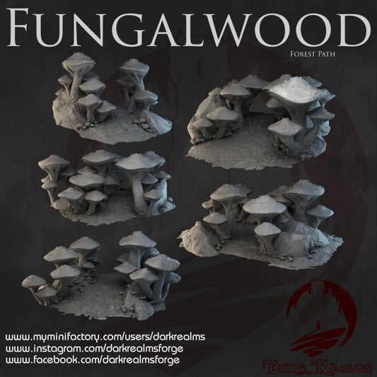 Mushroom Forest Paths and Trails Fungalwood Scatter Terrain 3D Printed, Detailed Fantasy Setting for Tabletop RPGs, Perfect Gift for Gamers!