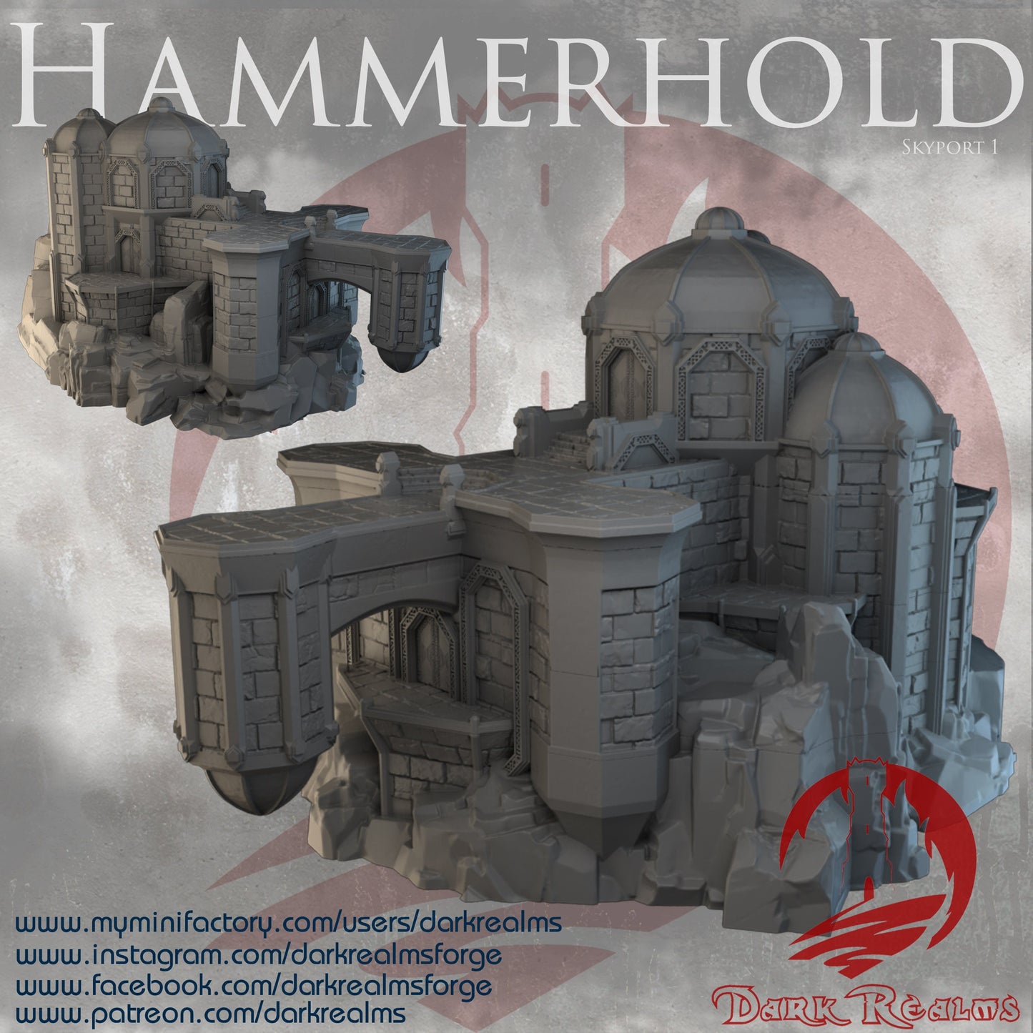 3D Printed Steampunk Dwarven Terrain - Kir Badur Hammerhold for Tabletop RPGs