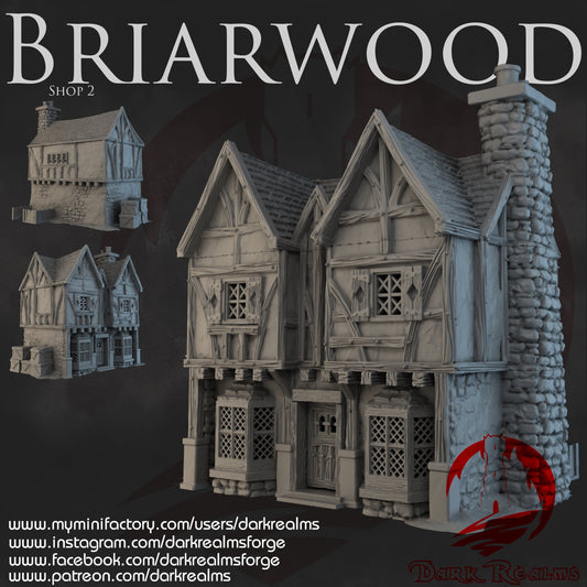 D&D/Warhammer Terrain - High-Quality 3D Printed Briarwood Shop 2, fantasy scenery for tabletop RPGs and wargames available in 15/28/32mm