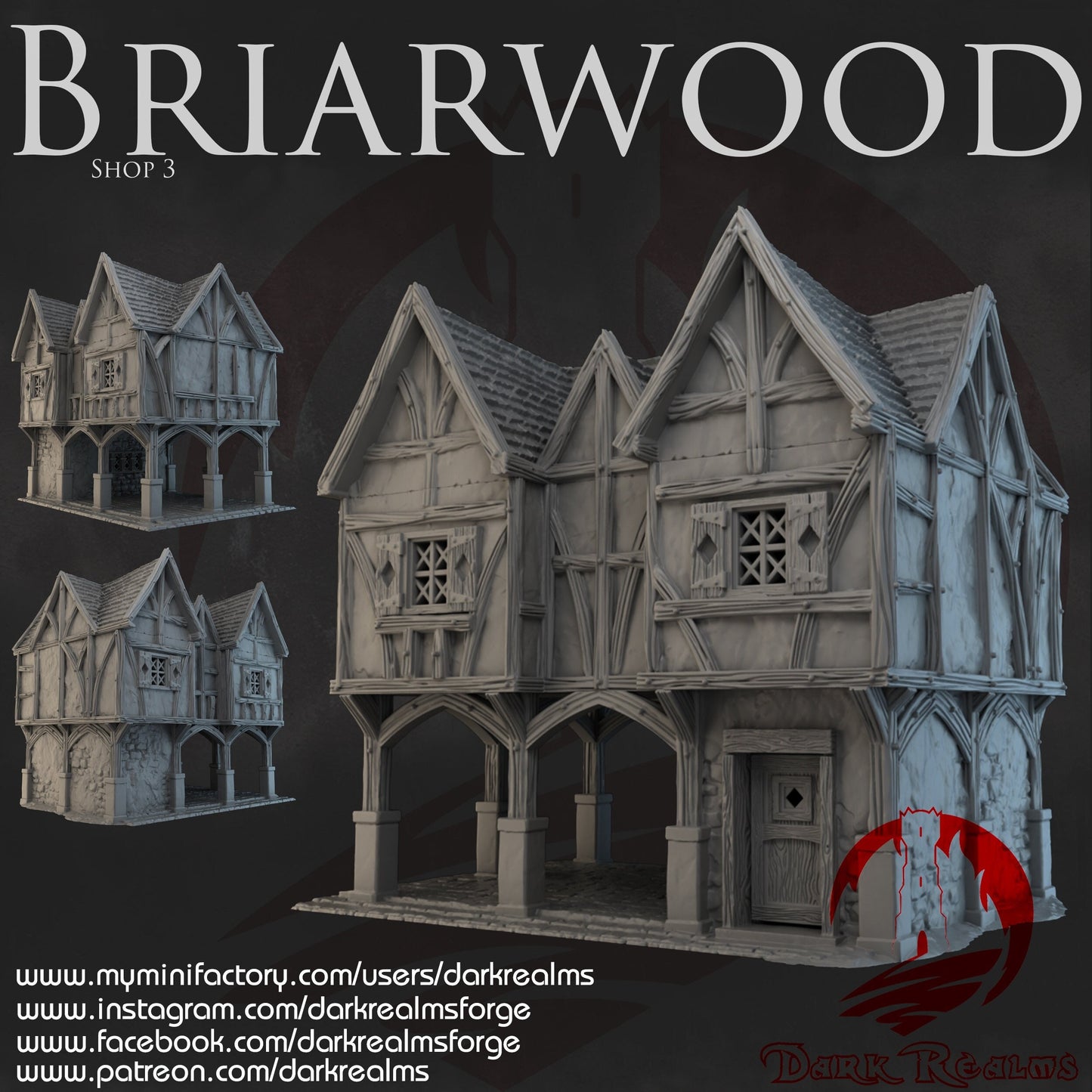 D&D/Warhammer Terrain - High-Quality 3D Printed Briarwood Shop 3, fantasy scenery for tabletop RPGs and wargames available in 15/28/32mm