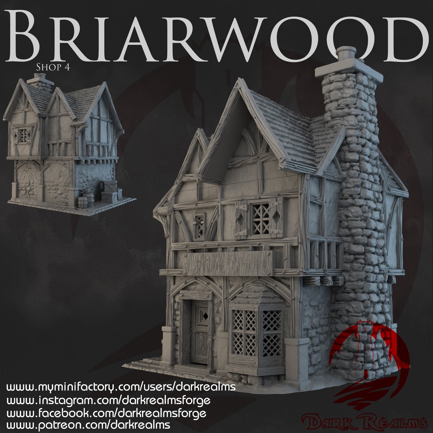 D&D/Warhammer Terrain - High-Quality 3D Printed Briarwood Shop 4, fantasy scenery for tabletop RPGs and wargames available in 15/28/32mm