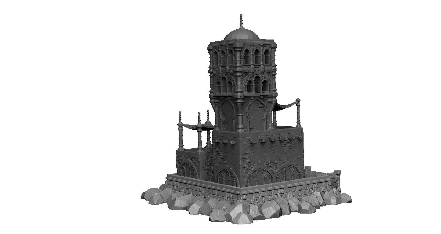 Pirate Watchtower Terrain - 32mm RPG Tabletop Wargaming - Fantasy Dark Realms Forge 3D Printed - City of Corsairs, Also Available in 28,32mm