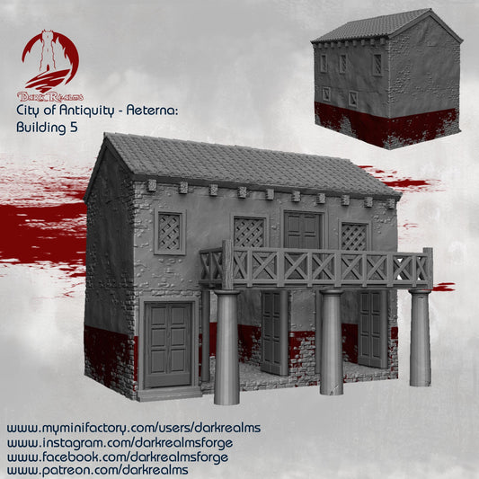 City of Antiquity - Aeterna Building 5 | 3D Printed Terrain for Tabletop RPG or Wargaming | Dark Realms Forge | 15mm, 28mm, 32mm Scales