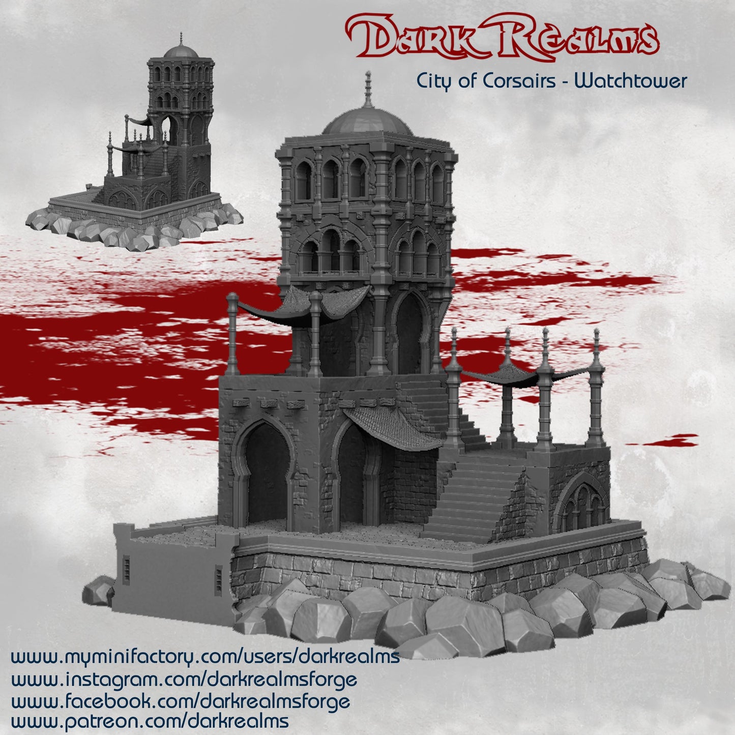 Pirate Watchtower Terrain - 32mm RPG Tabletop Wargaming - Fantasy Dark Realms Forge 3D Printed - City of Corsairs, Also Available in 28,32mm